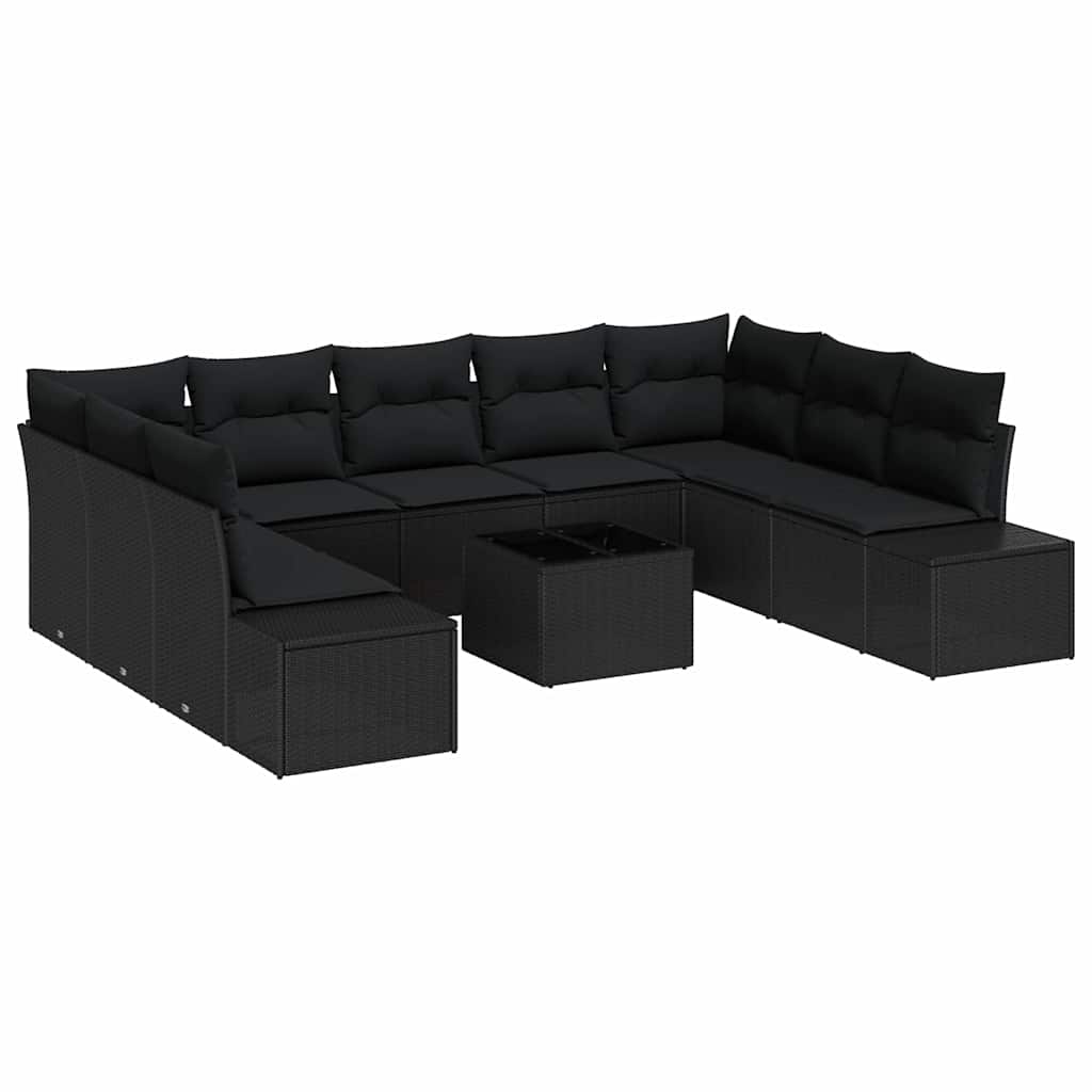 Conjunto de Sofá de Jardim 10 pcs Preto 289 x 209 x 85 cm