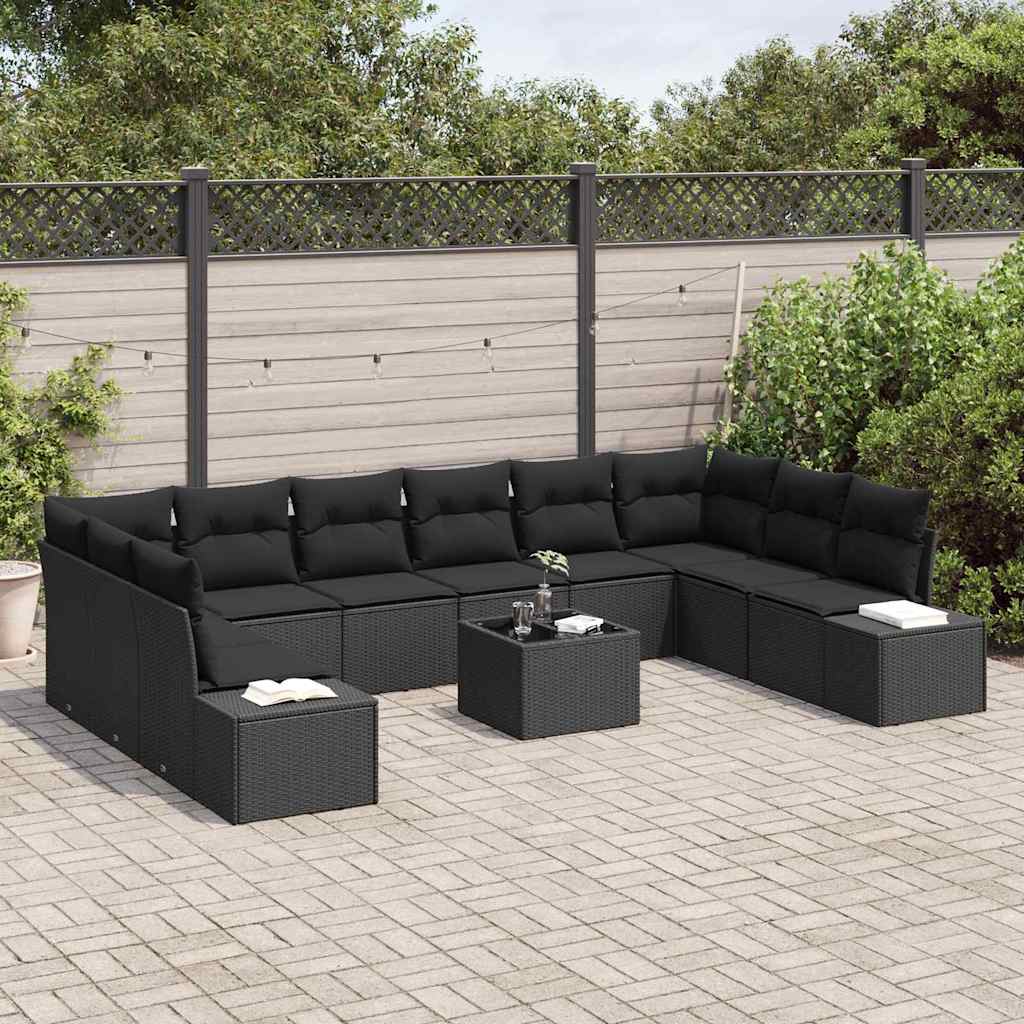 Conjunto de Sofá de Jardim 11 pcs Preto 344 x 209 x 85 cm