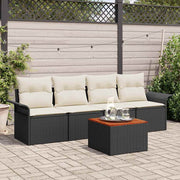 Conjunto de Sofá de Jardim 5 pcs Preto e Creme 55 x 55 x 37 cm