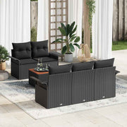 Conjunto de Sofá de Jardim Manual 6 pcs Preto 55 x 55 x 37 cm