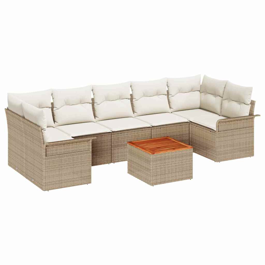 Conjunto de Sofá de Jardim 8 pcs Bege e Creme 55 x 55 x 37 cm