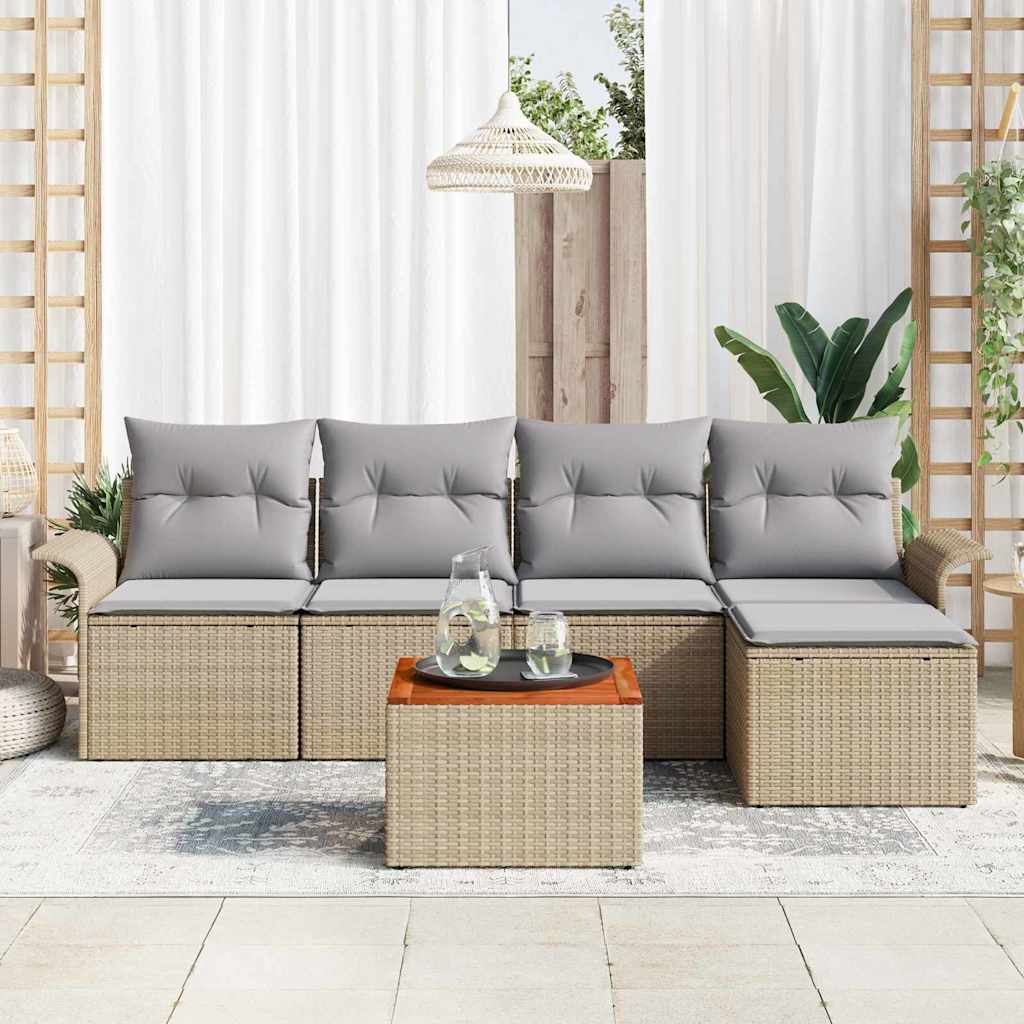 Conjunto de Sofá de Jardim 6 pcs Bege e Cinza Claro