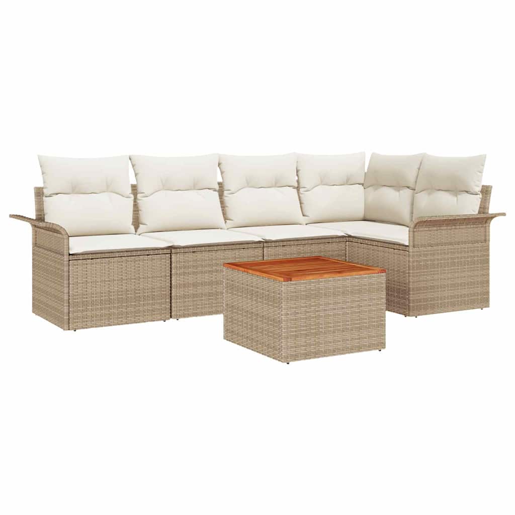 Conjunto de Sofá de Jardim 6 pcs Bege e Creme 55 x 55 x 37 cm