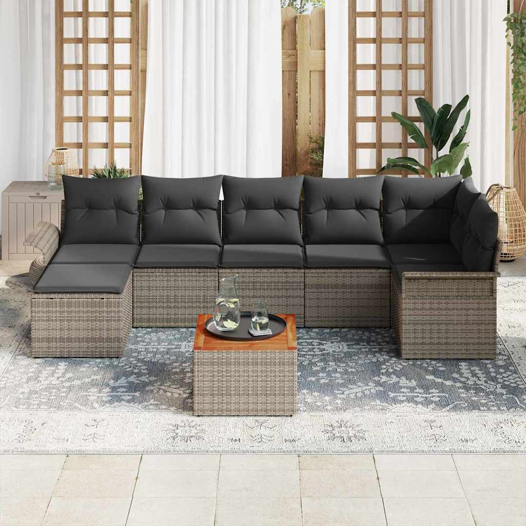 Conjunto de Sofá de Jardim com almofada 8 pcs Cinzeto