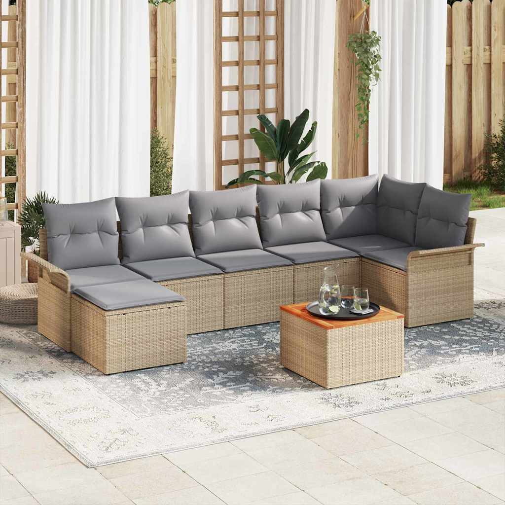Conjunto de Sofá de Jardim 8 pcs Bege e Cinza Claro