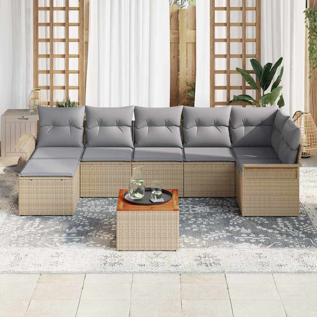 Conjunto de Sofá de Jardim 8 pcs Bege e Cinza Claro