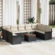 Conjunto de Sofá de Jardim 10 pcs Preto e Creme 55 x 55 x 37 cm