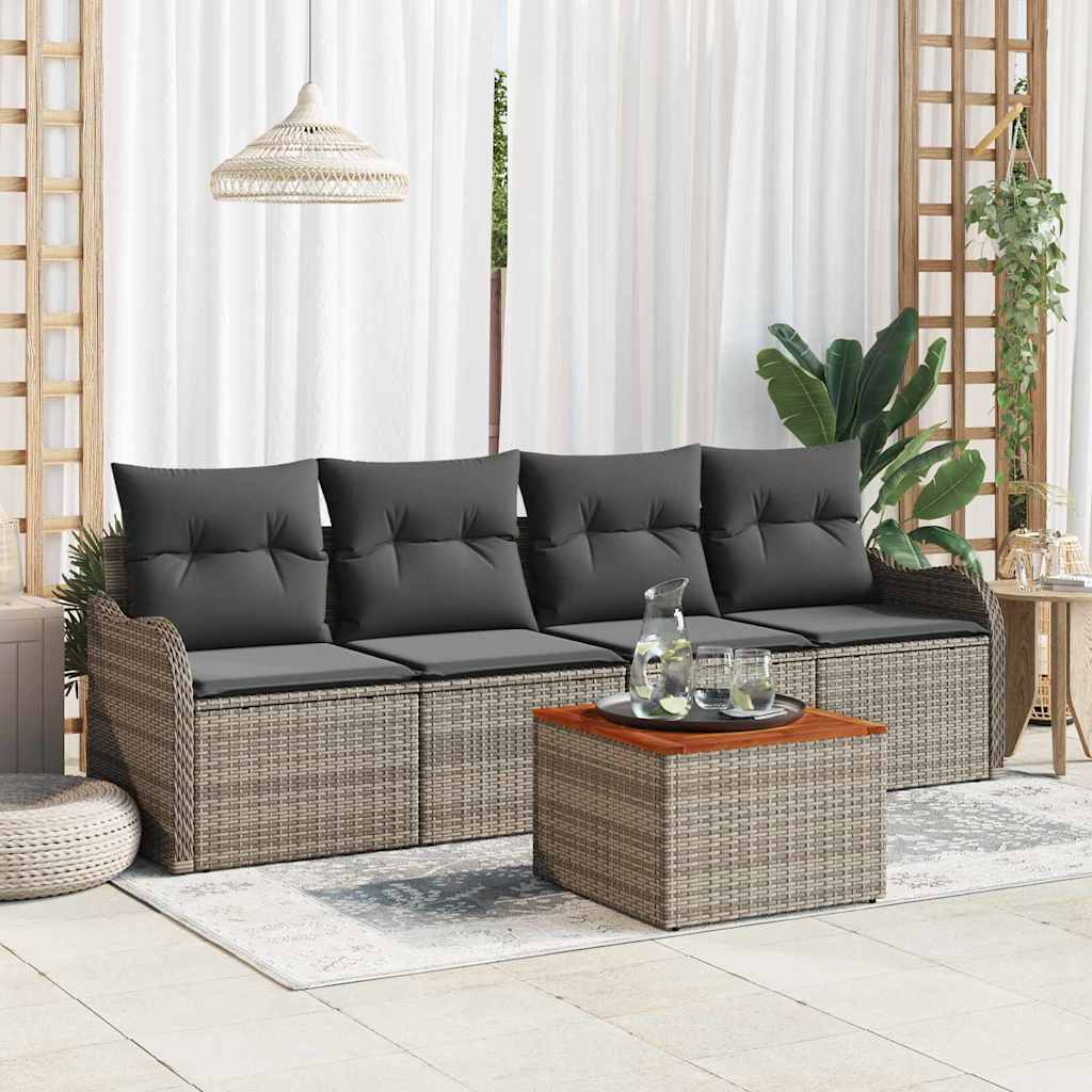 Conjunto de Sofá de Jardim com almofada Manual 5 pcs Cinzeto