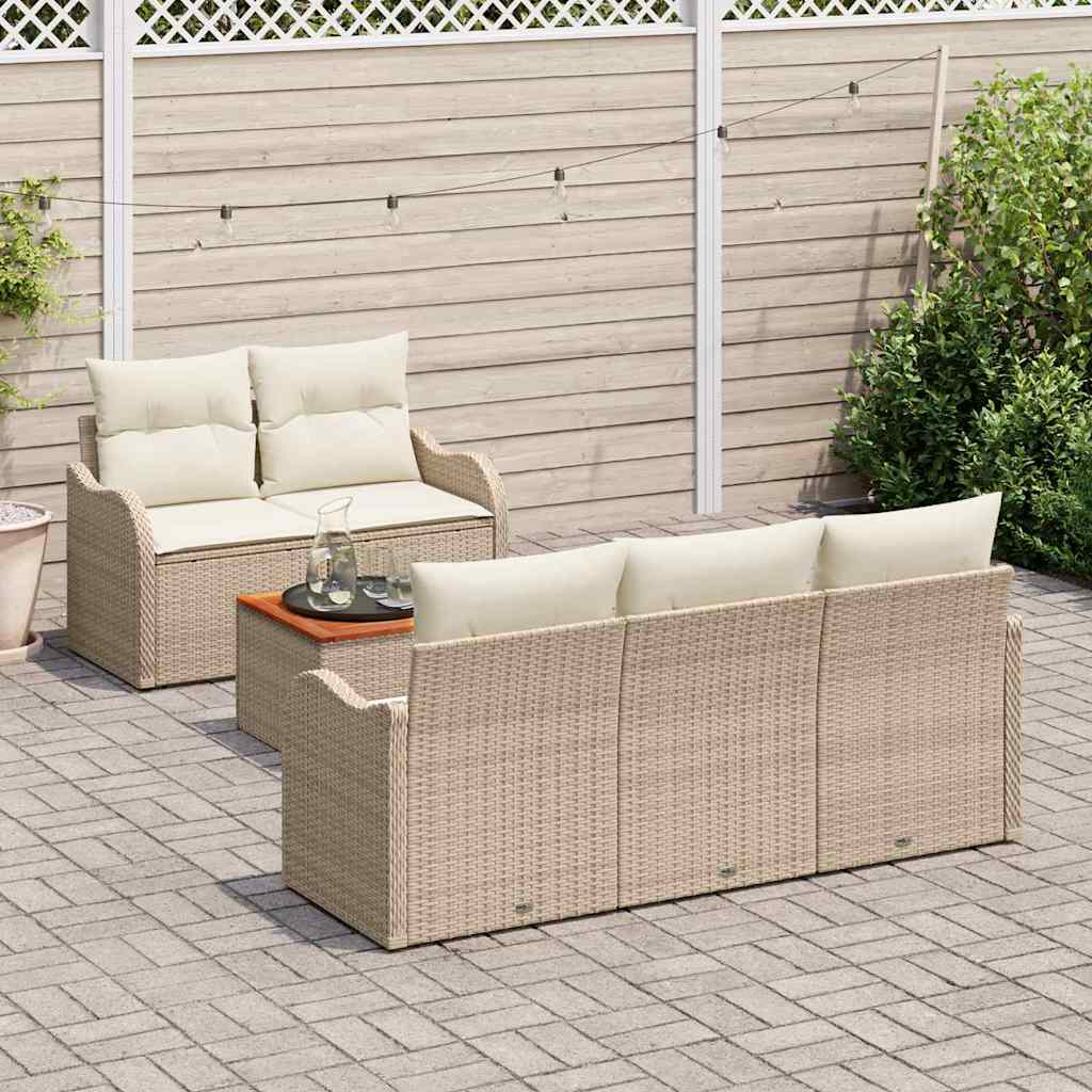 Conjunto de Sofá de Jardim 6 pcs Bege e Creme 55 x 55 x 37 cm