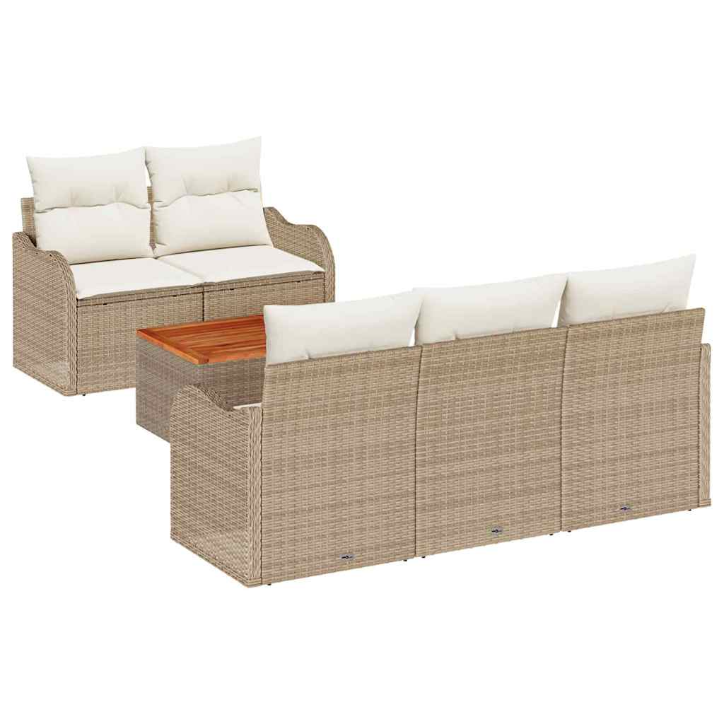 Conjunto de Sofá de Jardim 6 pcs Bege e Creme 55 x 55 x 37 cm