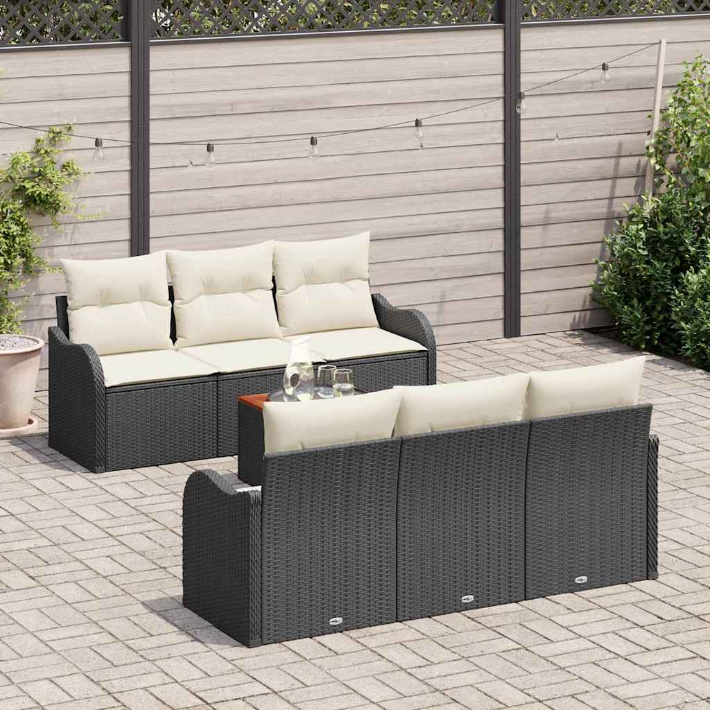 Conjunto de Sofá de Jardim 7 pcs Preto e branco