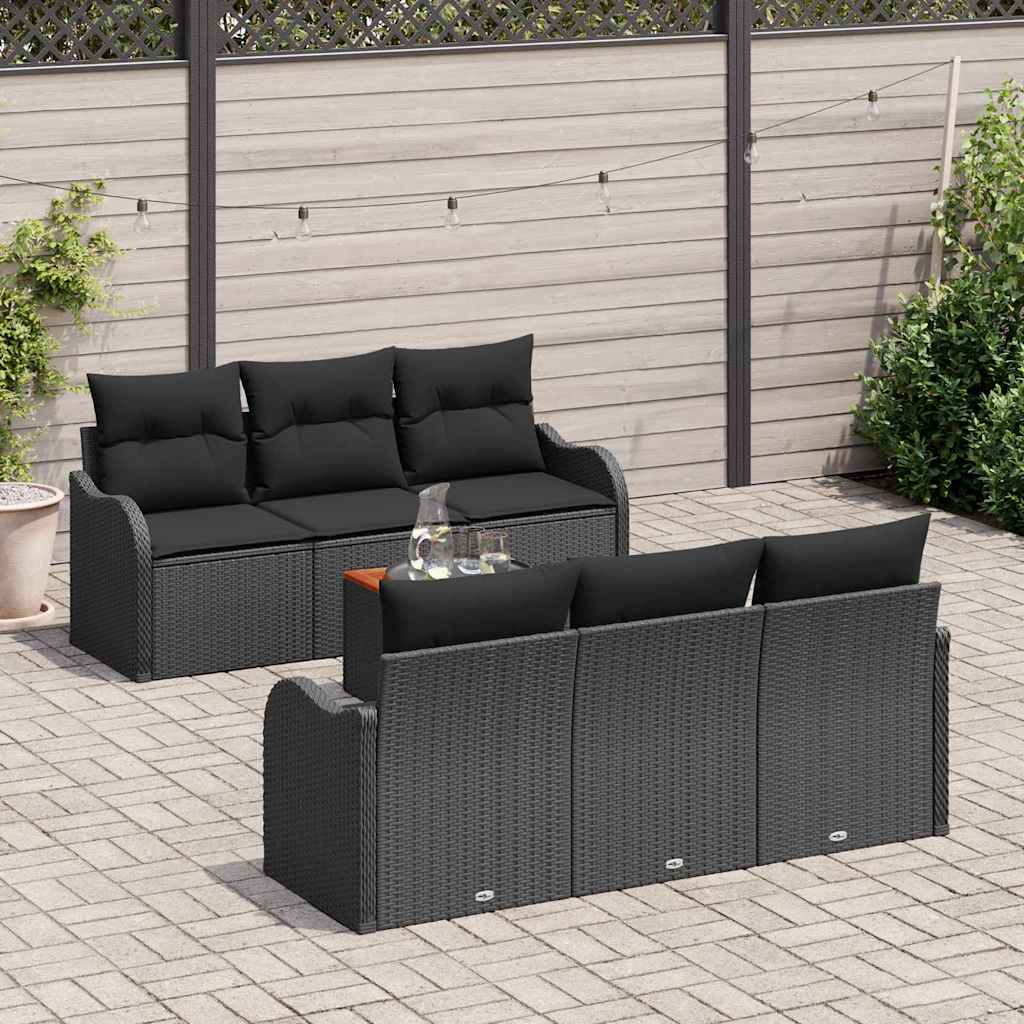 Conjunto de Sofá de Jardim 7 pcs Preto