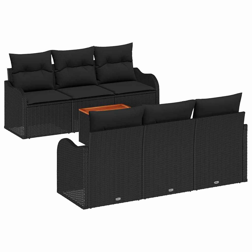 Conjunto de Sofá de Jardim 7 pcs Preto