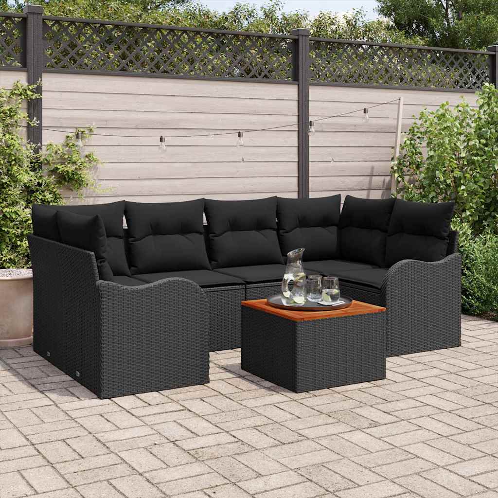 Conjunto de Sofá de Jardim 7 pcs Preto