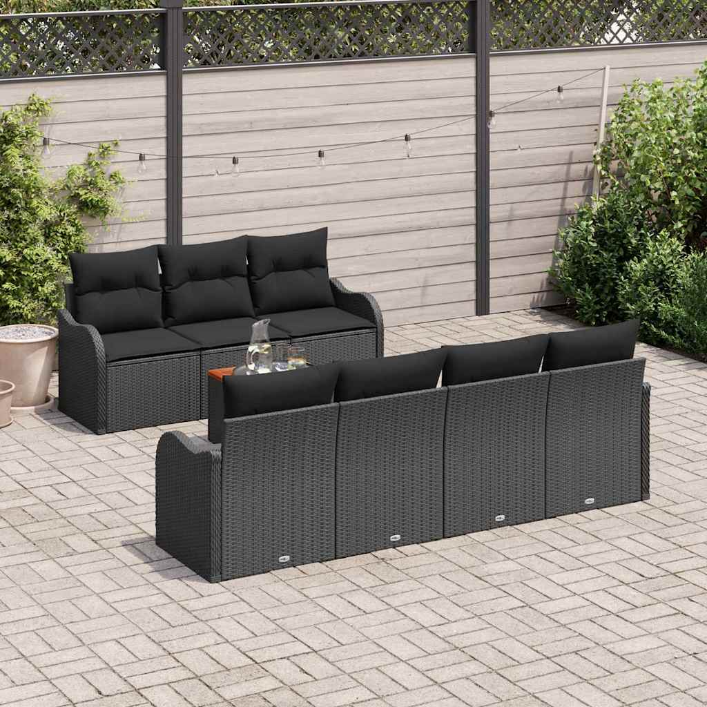 Conjunto de Sofá de Jardim 8 pcs Preto