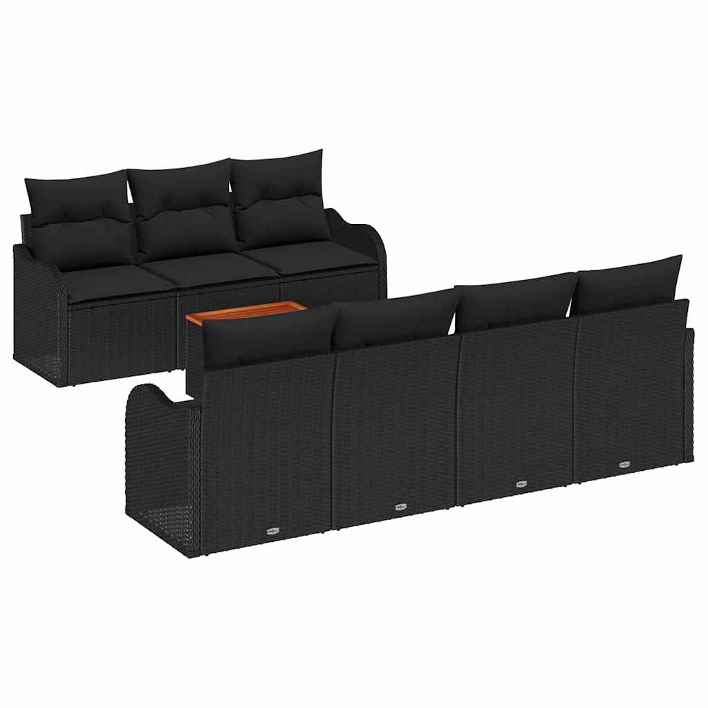 Conjunto de Sofá de Jardim 8 pcs Preto