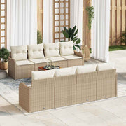 Conjunto de Sofá de Jardim 9 pcs bege e branco
