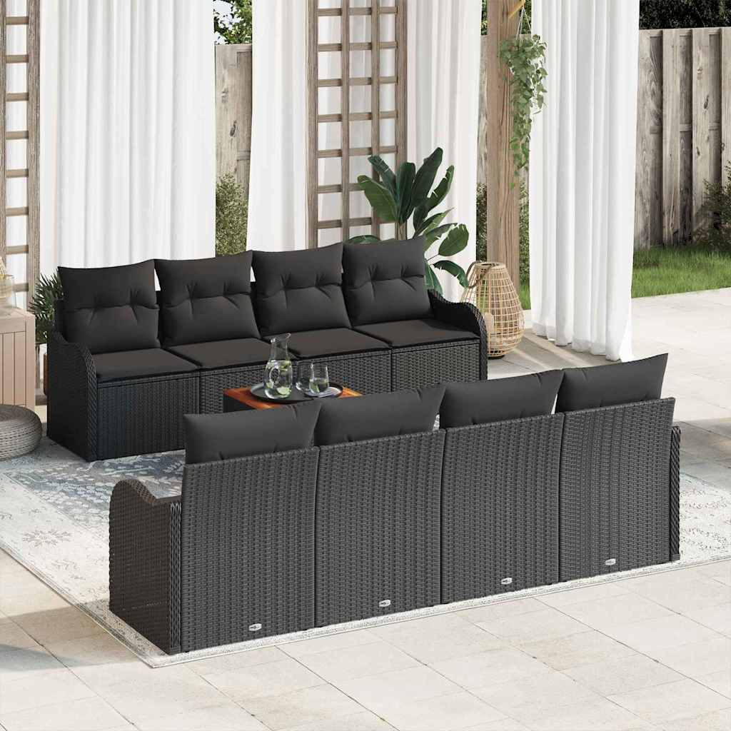 Conjunto de Sofá de Jardim 9 pcs Preto