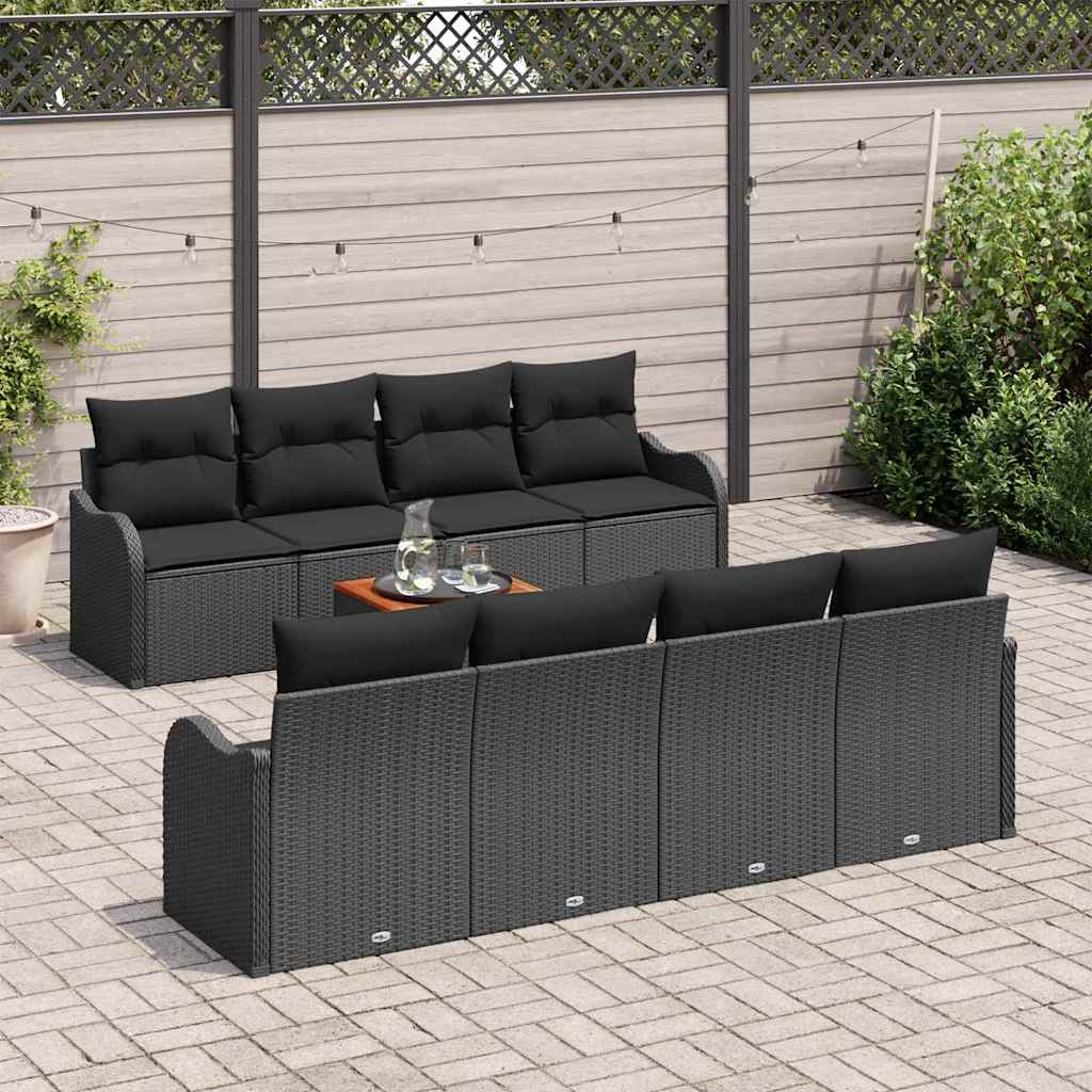 Conjunto de Sofá de Jardim 9 pcs Preto