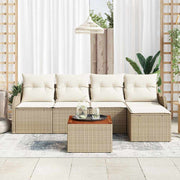 Conjunto de Sofá de Jardim 6 pcs bege e branco