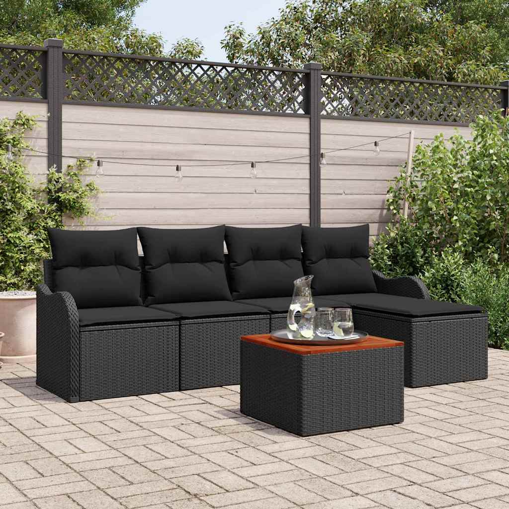 Conjunto de Sofá de Jardim 6 pcs Preto