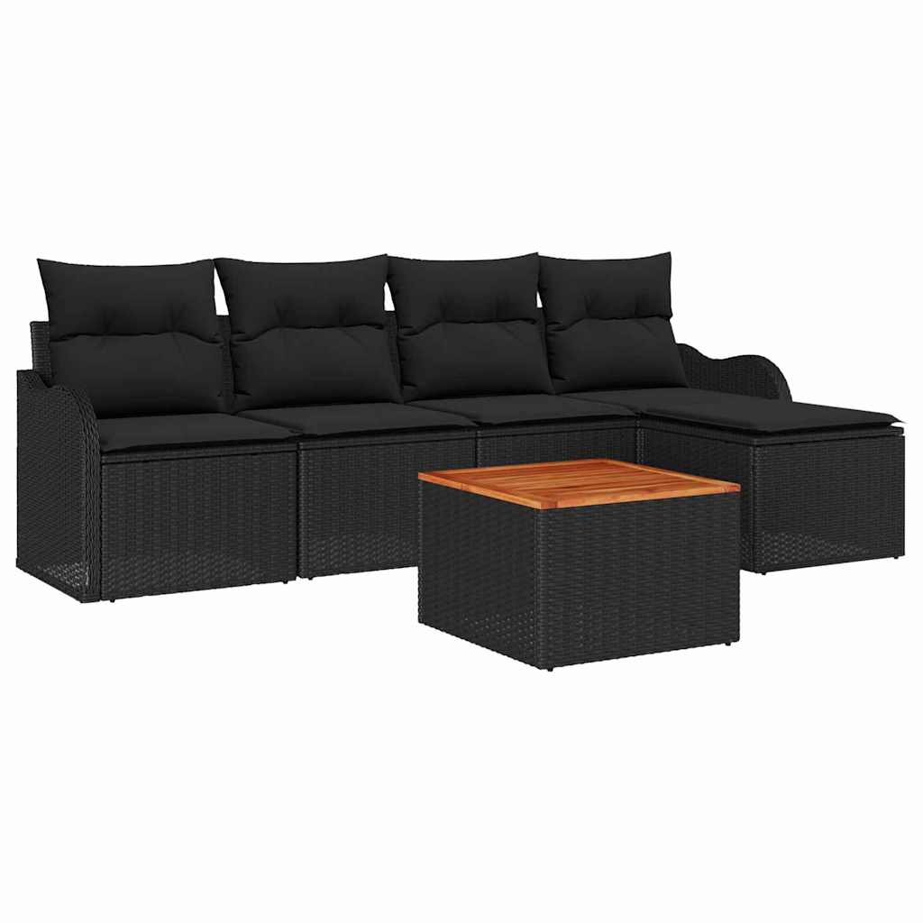 Conjunto de Sofá de Jardim 6 pcs Preto
