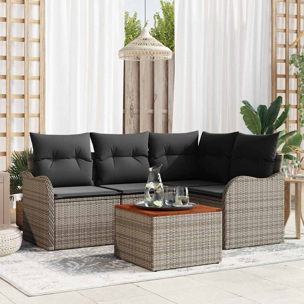 Conjunto de Sofá de Jardim 5 pcs Cinzeto