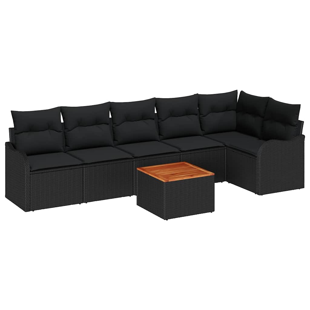 Conjunto de Sofá de Jardim 7 pcs Preto