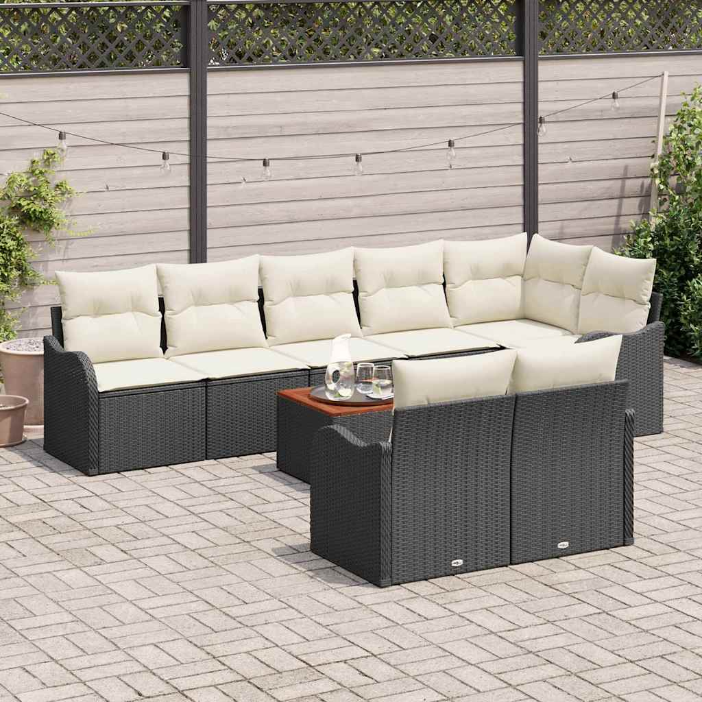 Conjunto de Sofá de Jardim 9 pcs Preto e branco
