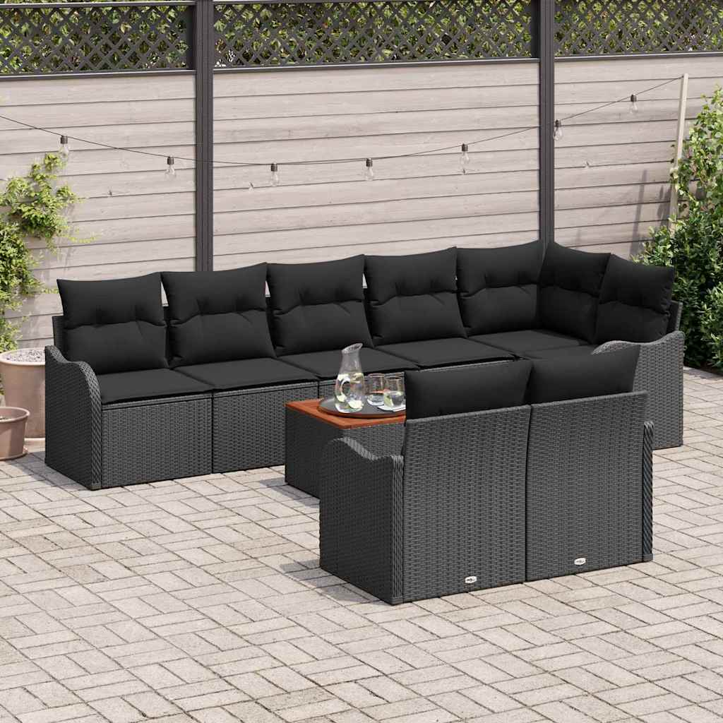 Conjunto de Sofá de Jardim 9 pcs Preto