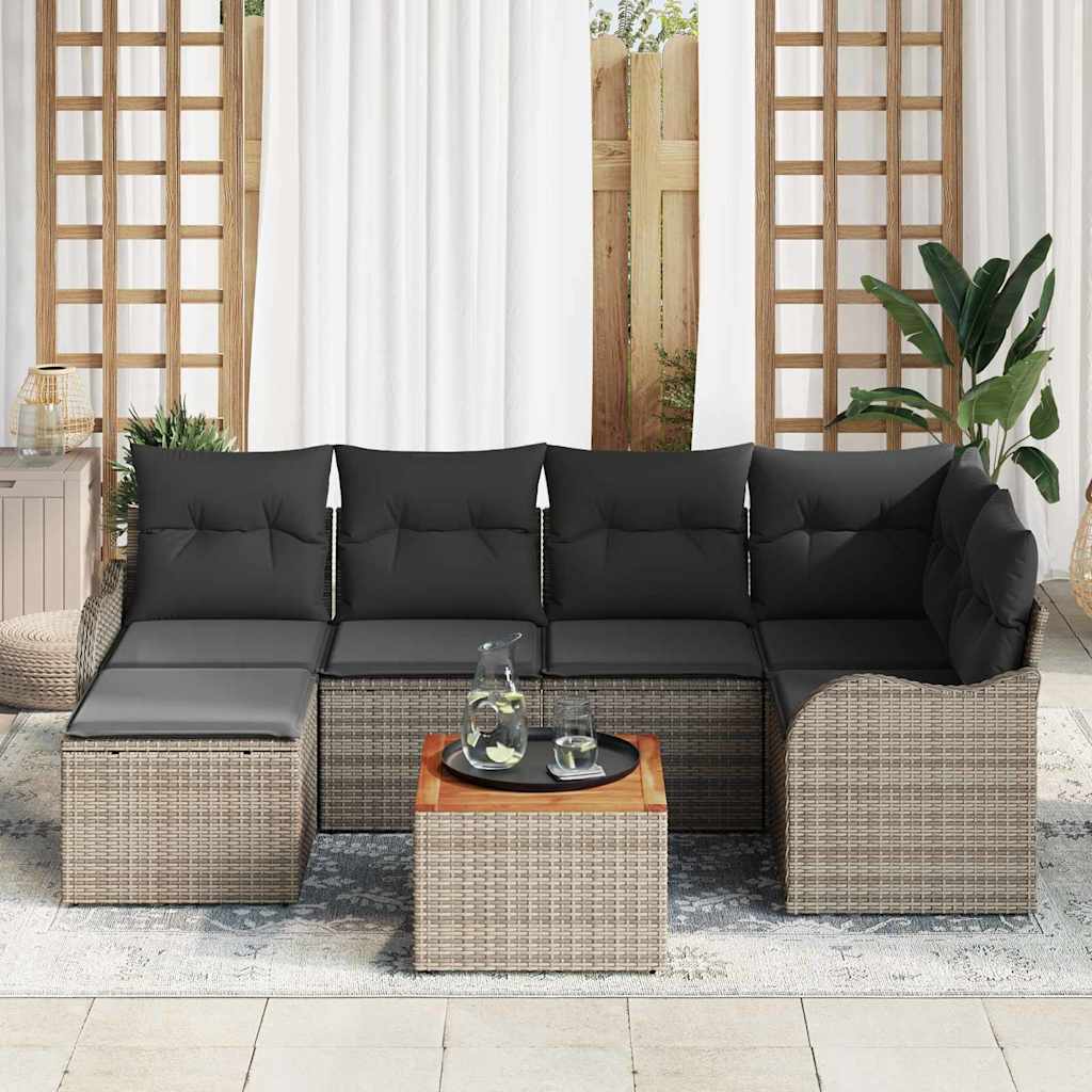 Conjunto de Sofá de Jardim 7 pcs Cinzeto