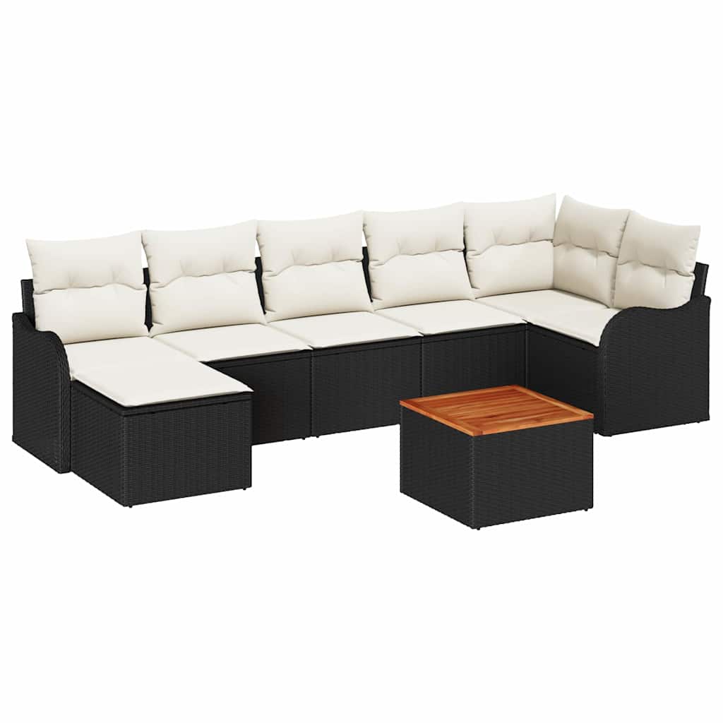 Conjunto de Sofá de Jardim 8 pcs Preto e branco