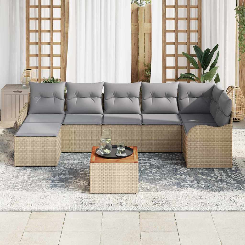 Conjunto de Sofá de Jardim 8 pcs bege e cinzento claro