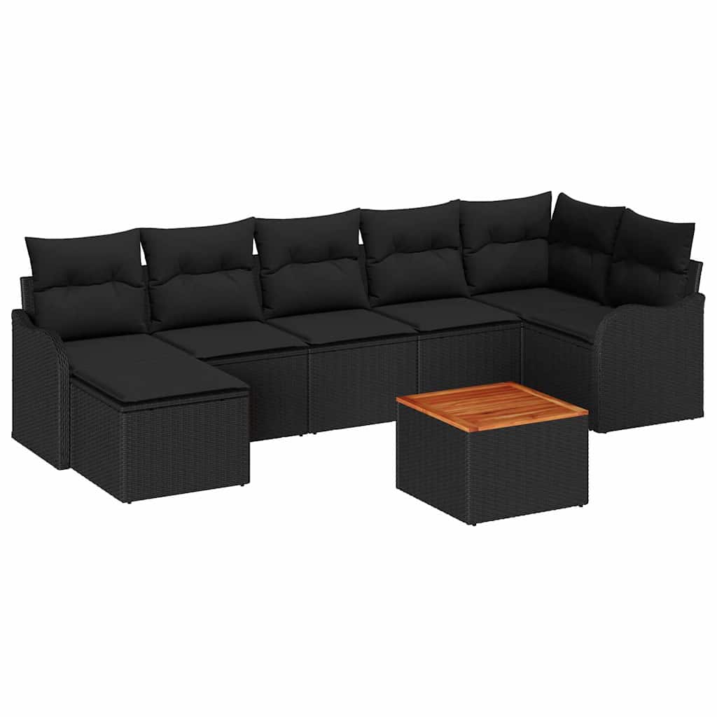 Conjunto de Sofá de Jardim 8 pcs Preto