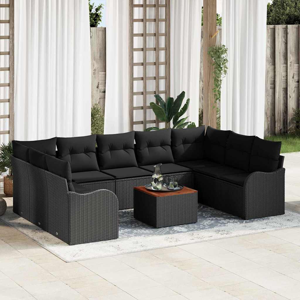 Conjunto de Sofá de Jardim 10 pcs Preto