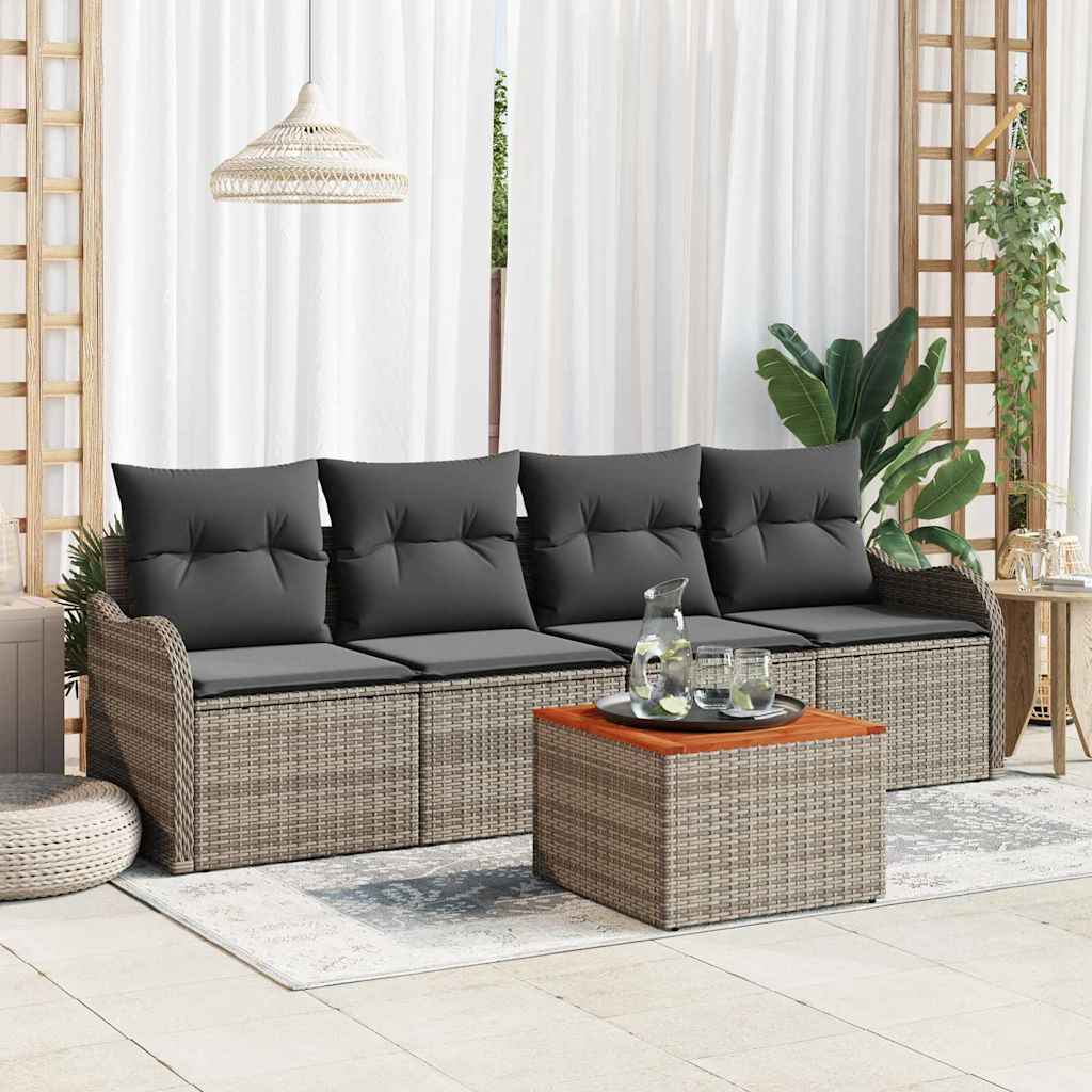 Conjunto de Sofá de Jardim 5 pcs Cinzeto