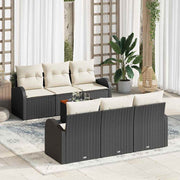 Conjunto de Sofá de Jardim 7 pcs Preto e branco
