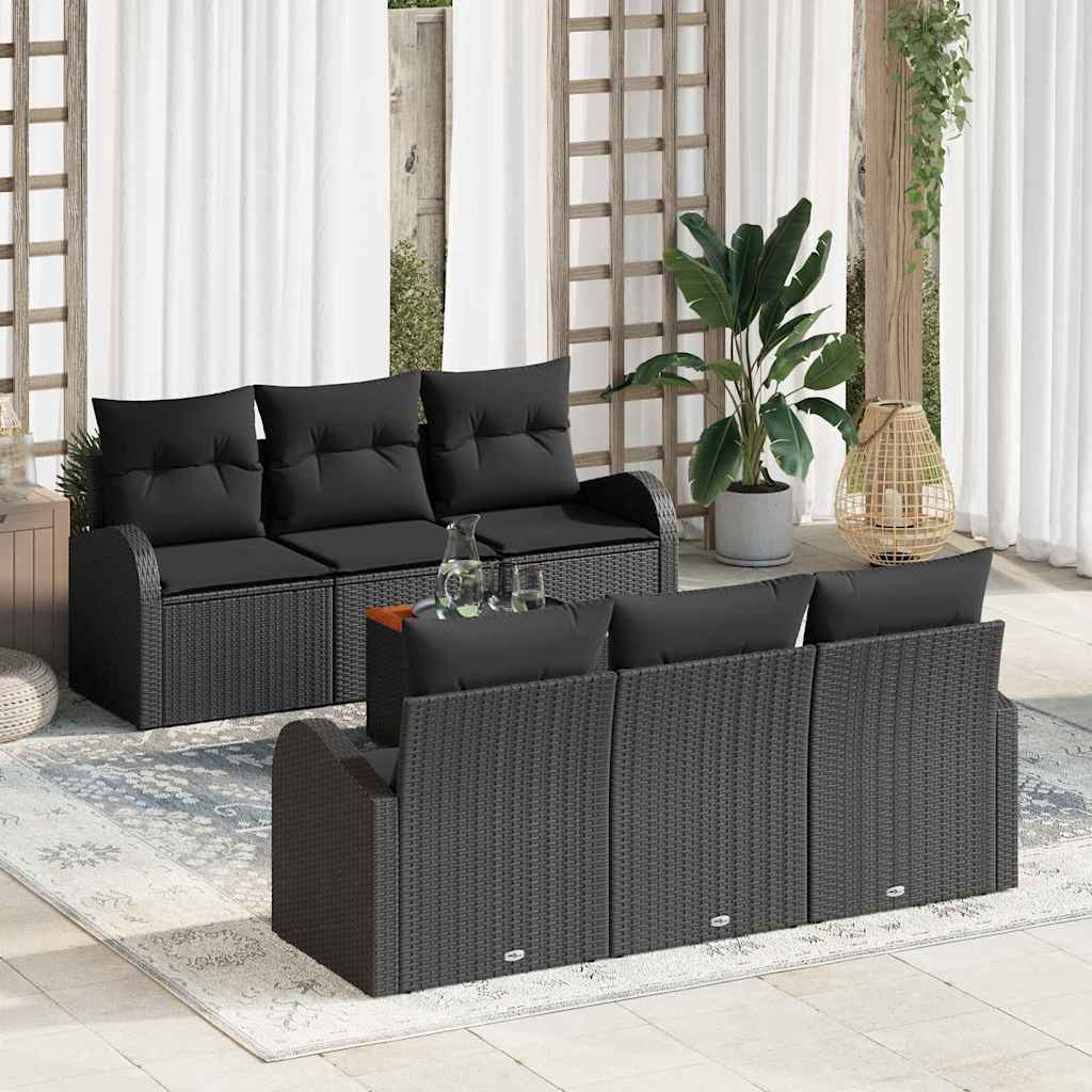 Conjunto de Sofá de Jardim 7 pcs Preto