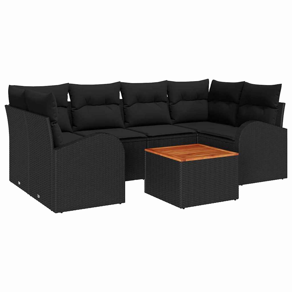 Conjunto de Sofá de Jardim 7 pcs Preto
