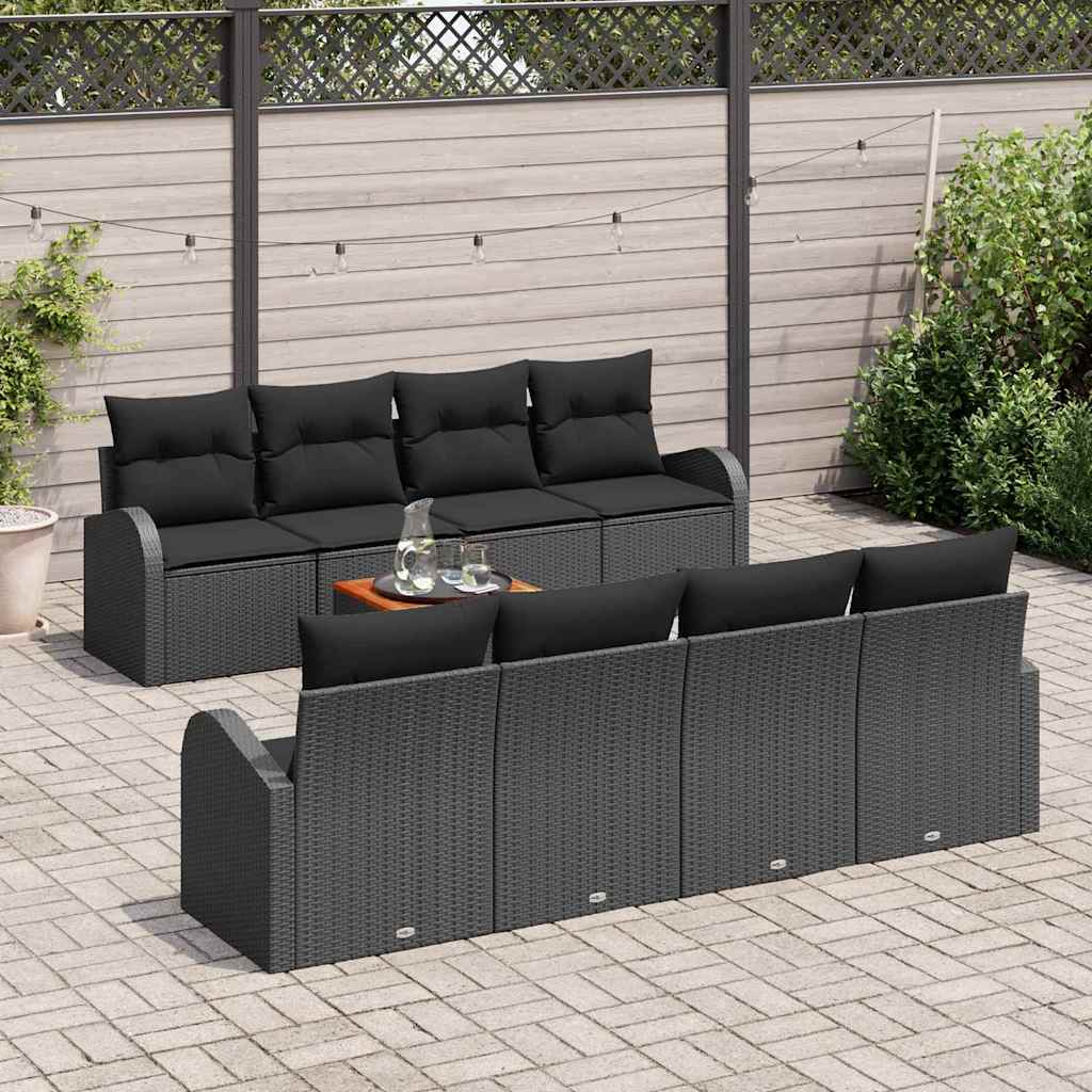 Conjunto de Sofá de Jardim 9 pcs Preto
