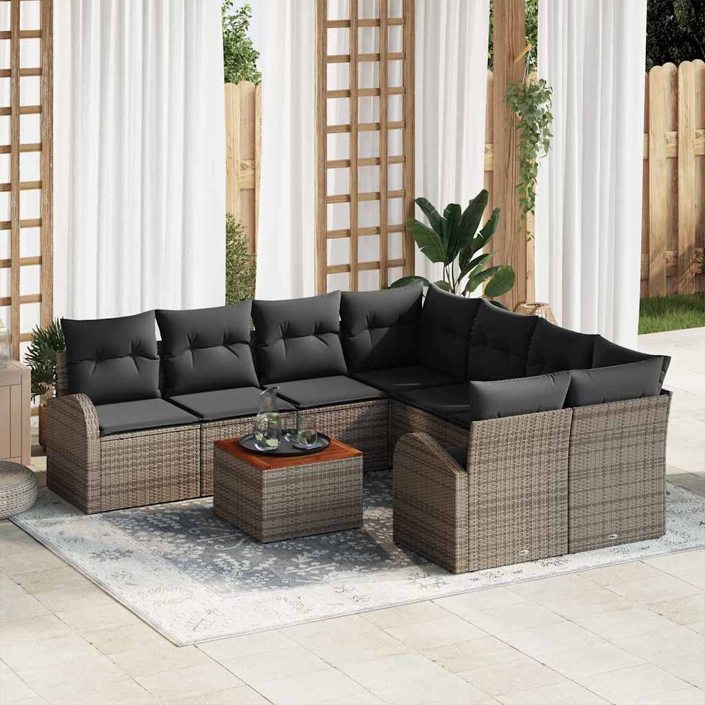 Conjunto de Sofá de Jardim 9 pcs Cinzeto