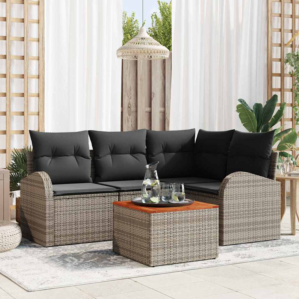 Conjunto de Sofá de Jardim 5 pcs Cinzeto