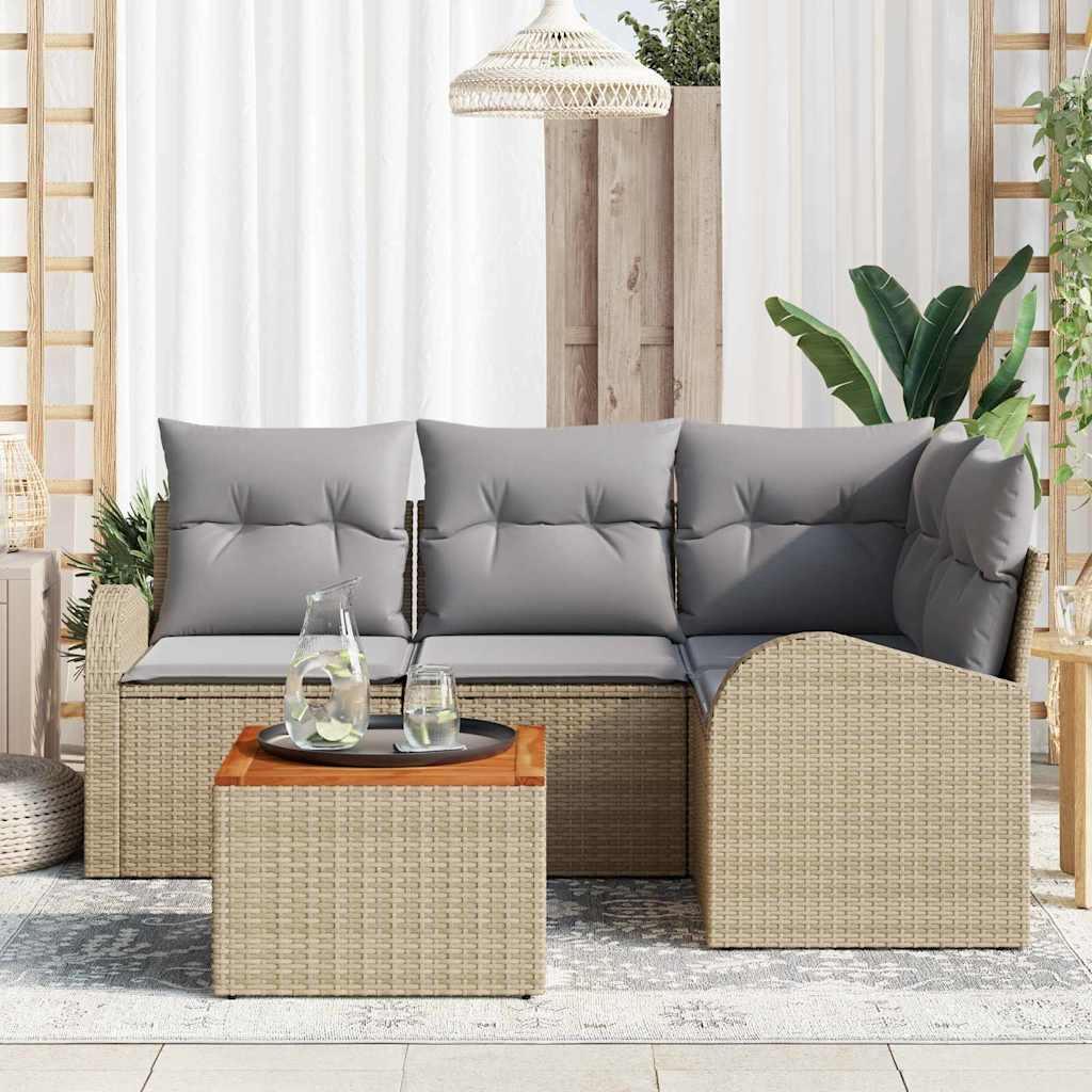 Conjunto de Sofá de Jardim 5 pcs bege e cinzento claro