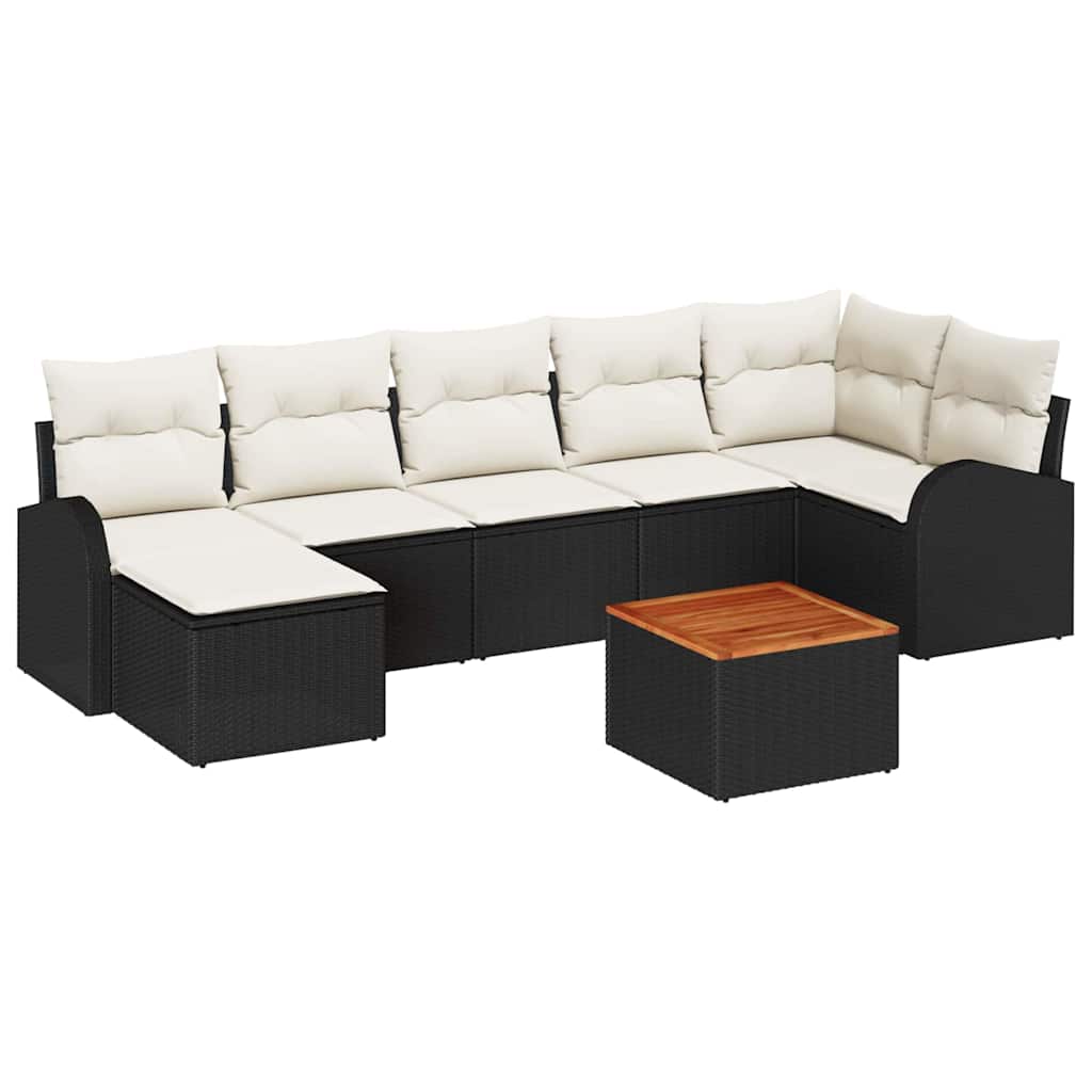 Conjunto de Sofá de Jardim 8 pcs Preto e branco
