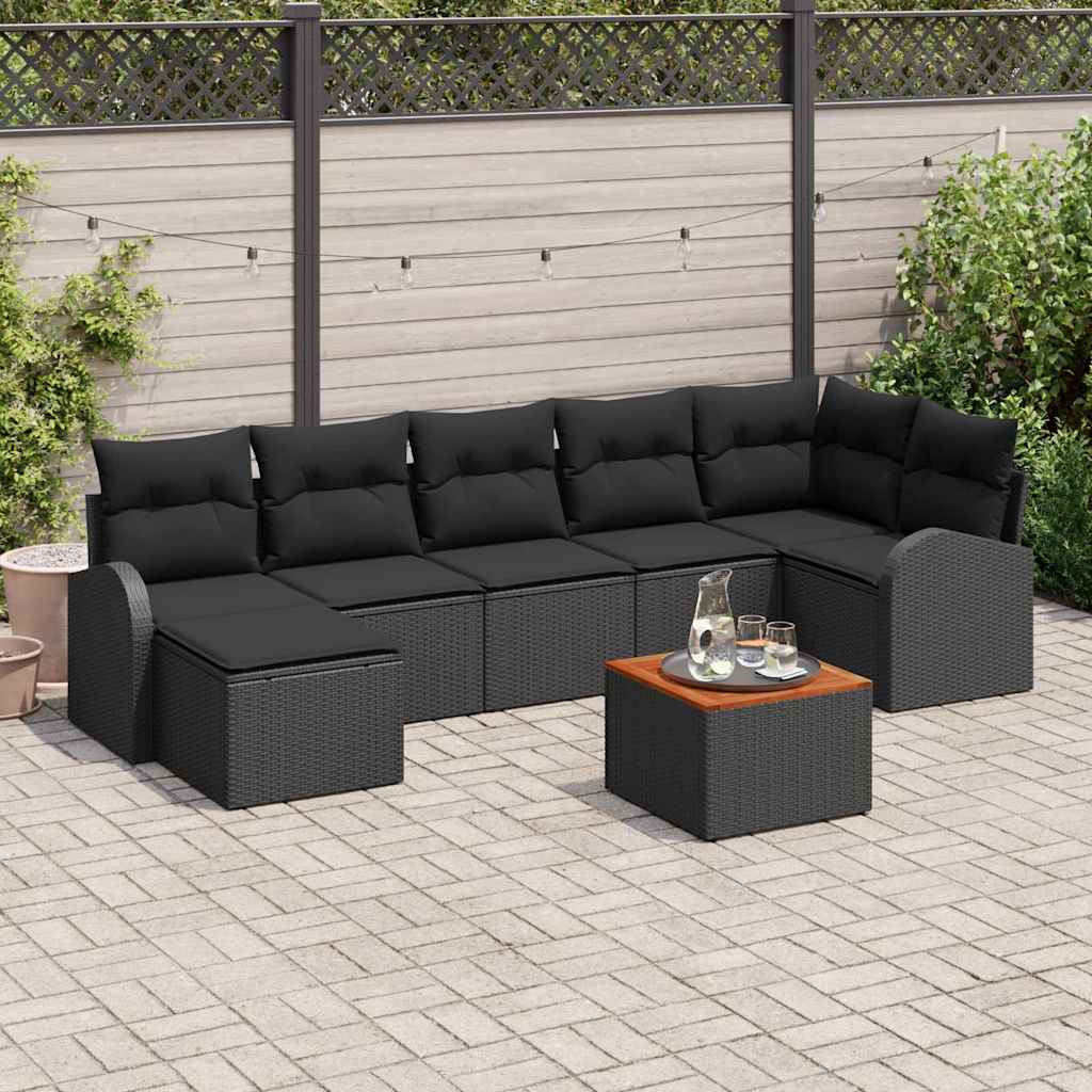 Conjunto de Sofá de Jardim 8 pcs Preto