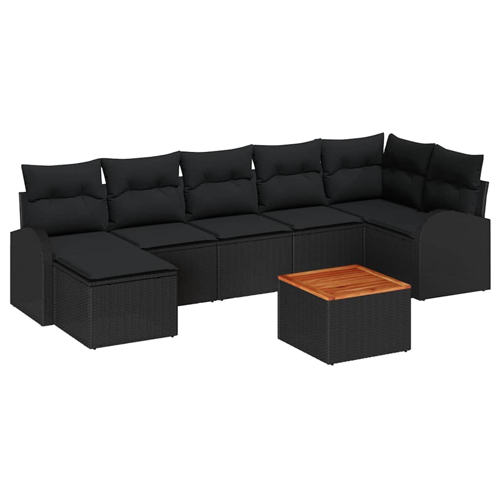 Conjunto de Sofá de Jardim 8 pcs Preto
