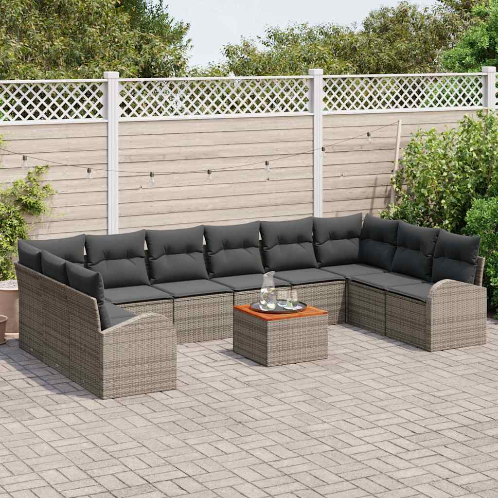 Conjunto de Sofá de Jardim 11 pcs Cinzeto