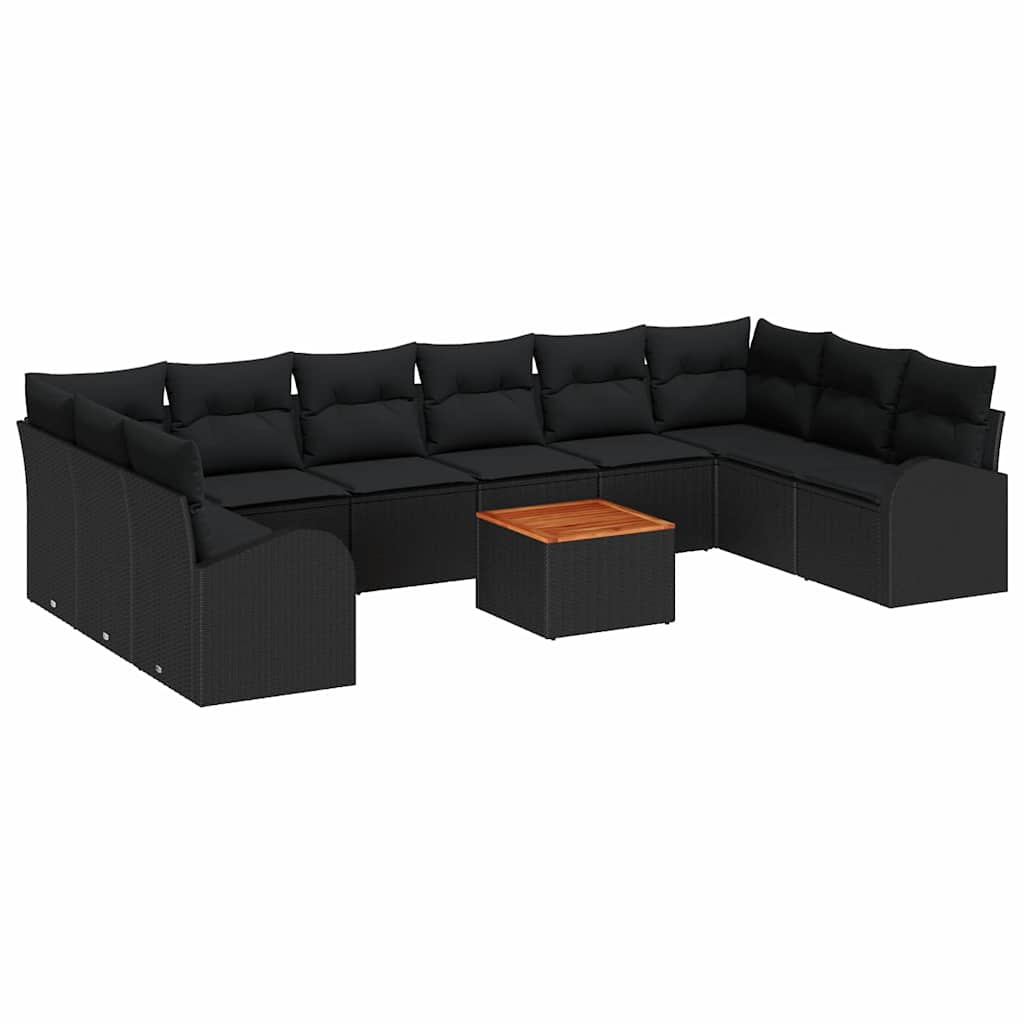 Conjunto de Sofá de Jardim 11 pcs Preto