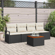 Conjunto de Sofá de Jardim 5 pcs Preto e branco