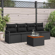 Conjunto de Sofá de Jardim 5 pcs Preto